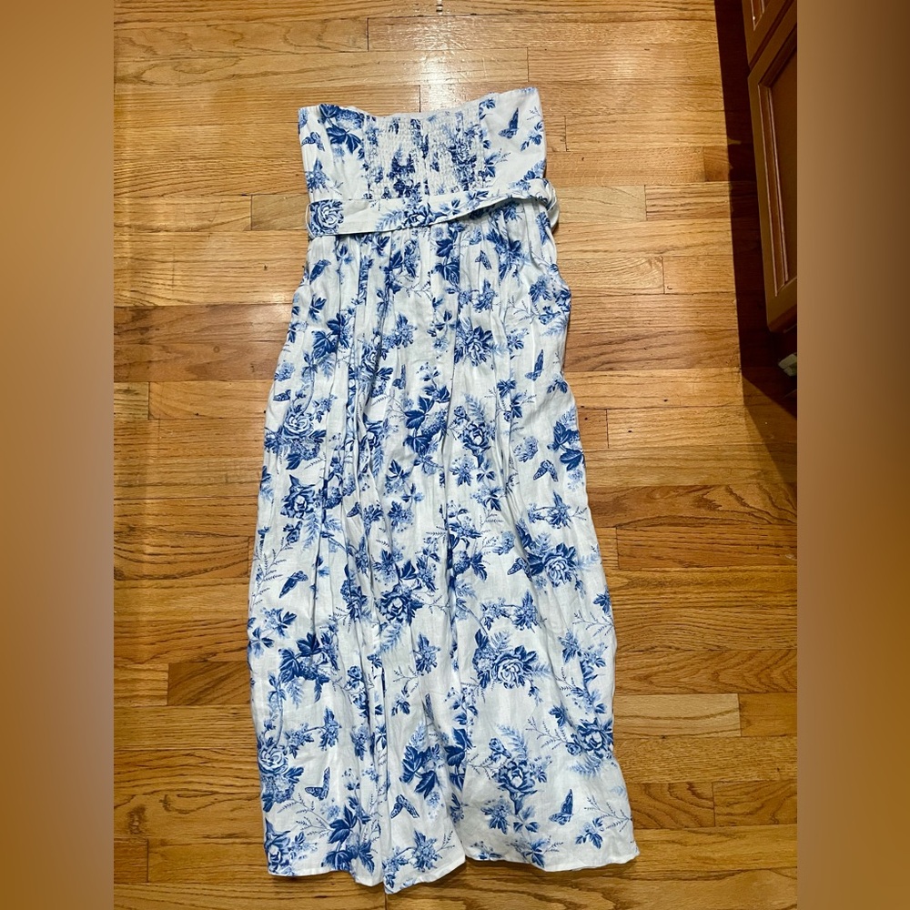 NWOT & OTHER STORIES Belted Linen Midi Floral Dress - Picture 6 of 6